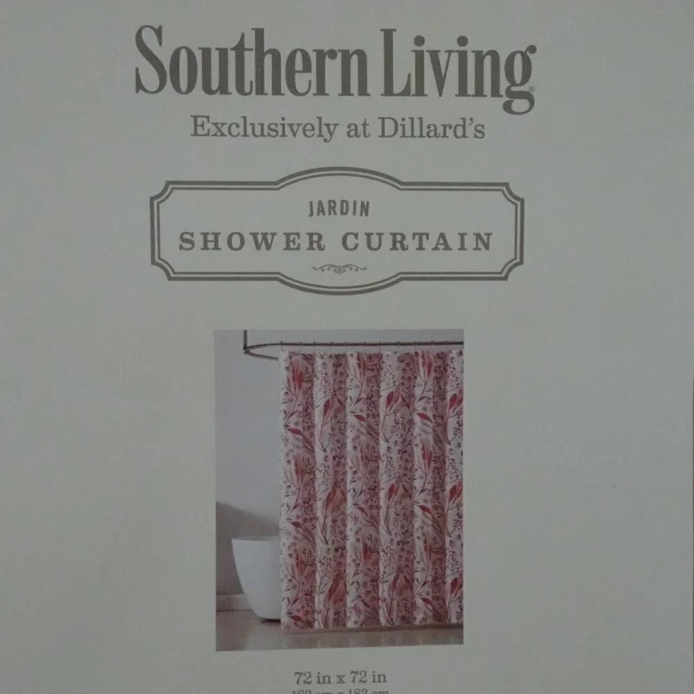 Southern Living Shower Curtain Orange Floral Print Bath